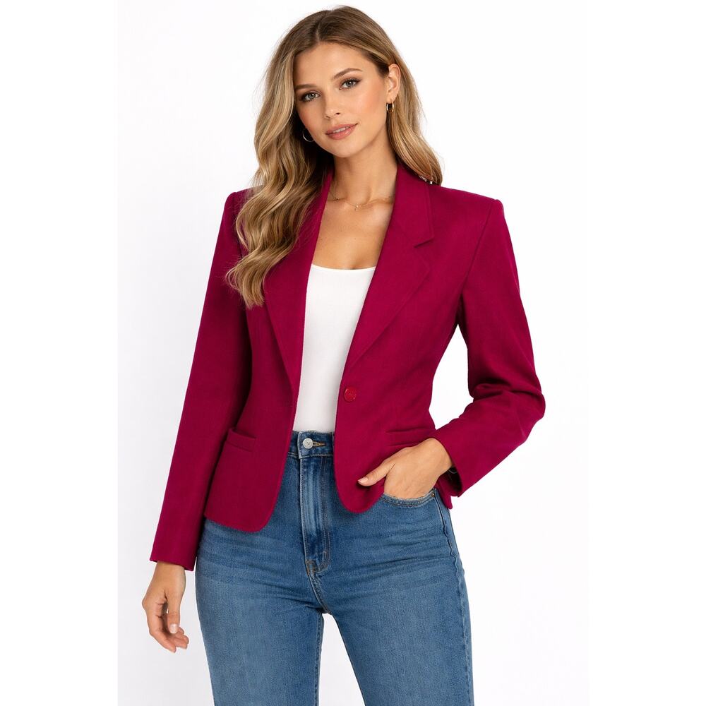1980s–1990s Talbots Fuchsia Wool Petite Blazer USA Made Size Petite 8